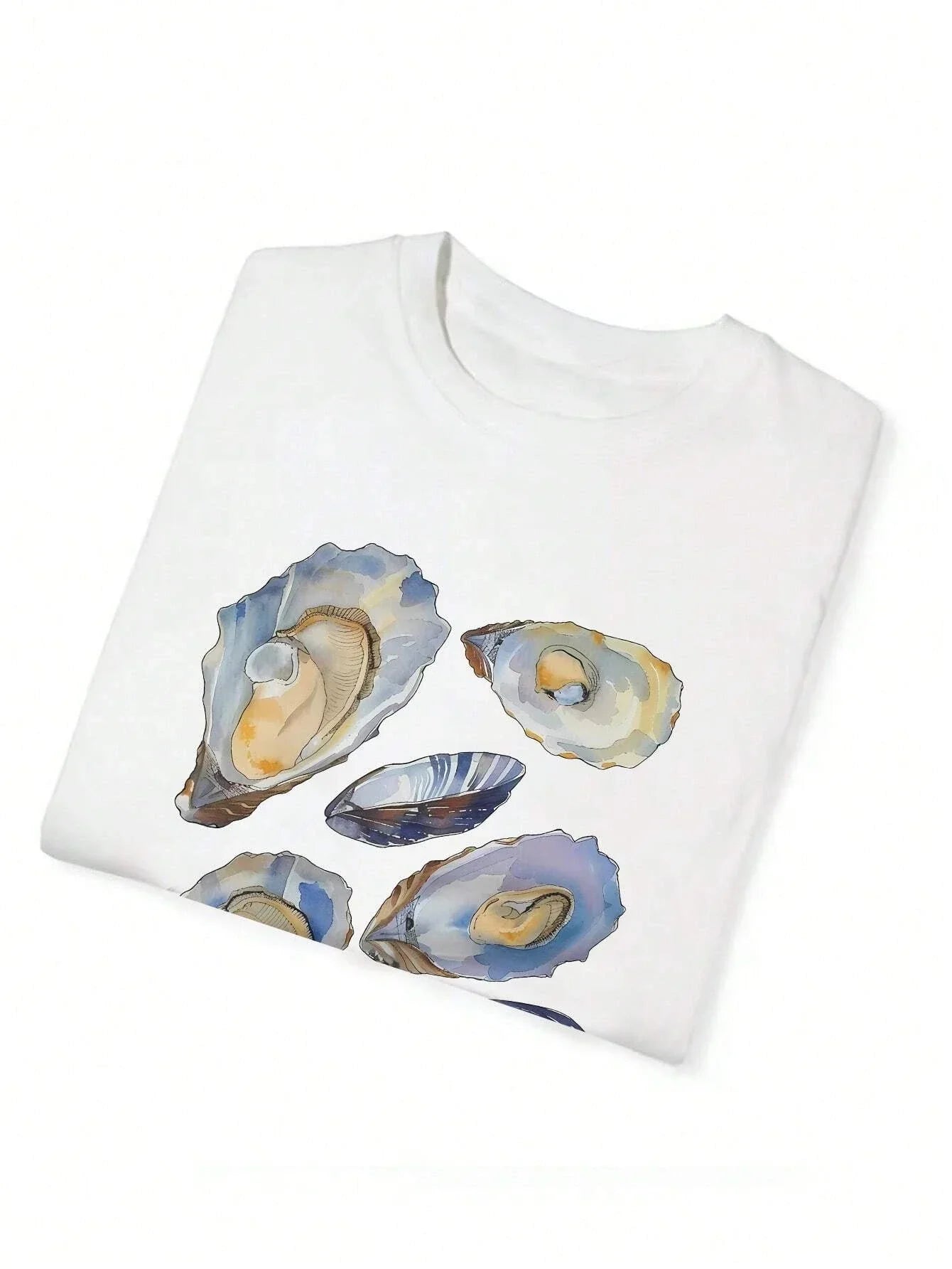Beautiful Shell Pattern Print T-shirt American Ins Casual Regular Women Street Clothing Comfortable Y2k Loose T-shirt Tops