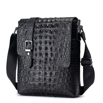 Genuine Leather Men's Crocodile Pattern Shoulder Bag Fashion Men Messenger Chest Bag Vintage Crossbody Travel Bag