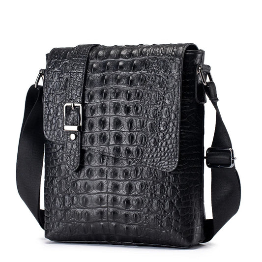 Genuine Leather Men's Crocodile Pattern Shoulder Bag Fashion Men Messenger Chest Bag Vintage Crossbody Travel Bag