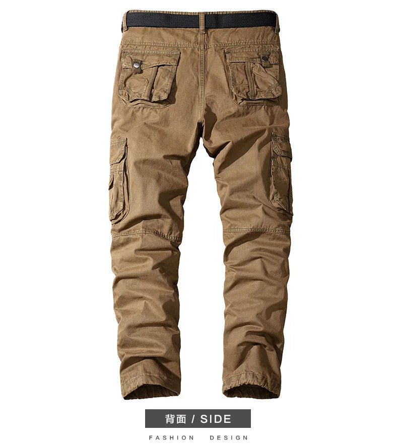 Four-season Pure Cotton Casual Pants Men's Work Pants Multi-pocket Straight Trousers