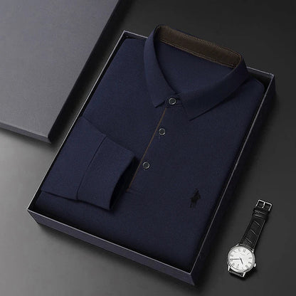 Light Luxury 202 Paul Men's Polo Shirt Long Sleeved T-shirt Casual Daily Lapel Sweatshirt Base
