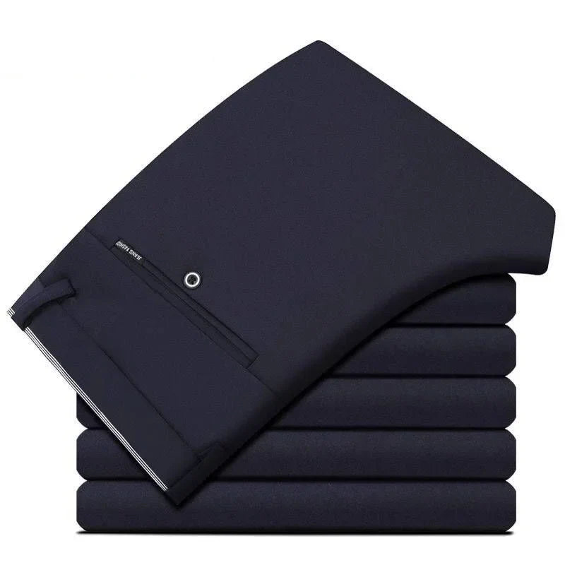 Men's Spring Summer Fashion Business Casual Long Pants Suit Pants Male Elastic Straight Formal Trousers Plus Big Size 28-40