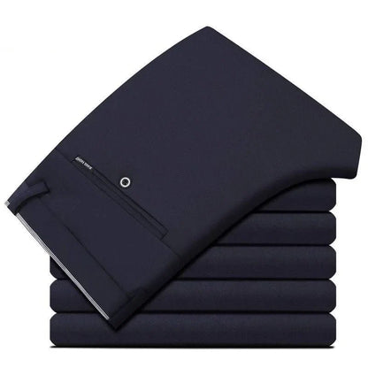 Men's Spring Summer Fashion Business Casual Long Pants Suit Pants Male Elastic Straight Formal Trousers Plus Big Size 28-40