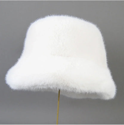 False Mink Fur Berets Elegant Women's Winter Caps New Design Fashion Artificial Fur Hats Knitted Warm False Mink Fur Beanies Hat