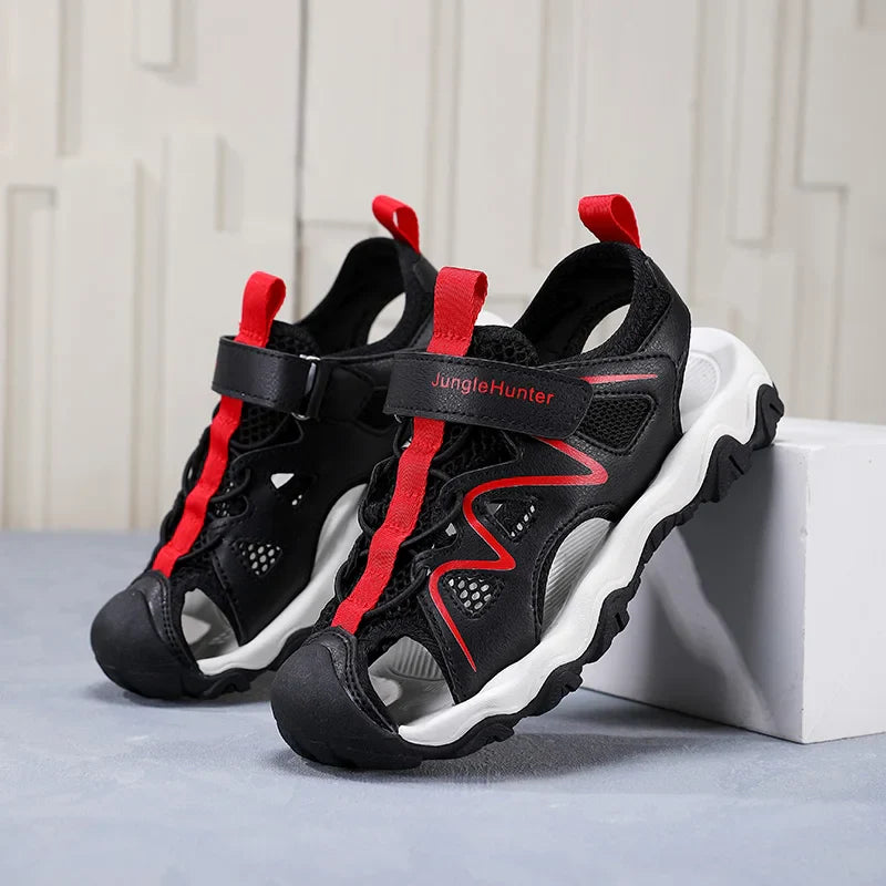 Kids Closed Toe Sport Sandals Adjustable Strap Mesh Non Slip Summer Shoes for Boys Children Outdoor Beach Casual Sandals Sneaker