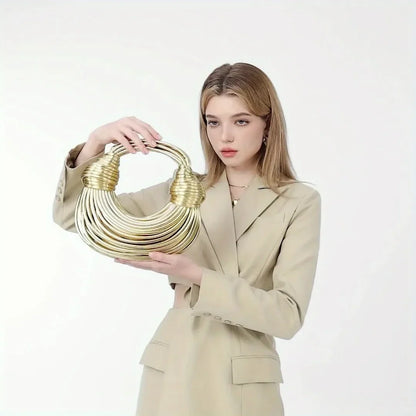 Luxury Designer Handbags Hand-woven Noodle Bag Knot Bag silver Dinner Bag