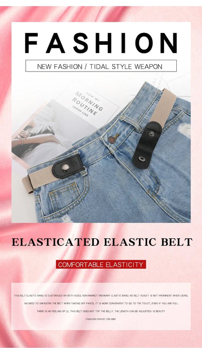 Buckle-Free Belt For Jean Pants,Dresses,No Buckle Stretch Elastic Waist Belt For Women/Men,No Bulge,No Hassle Waist Belt