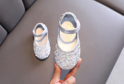 2026 Girls Princess Shoes Spring Children Bow Shoes Leather Shoe Kids Dance Shining Toddler Rhinestone Birthday Party Shoes
