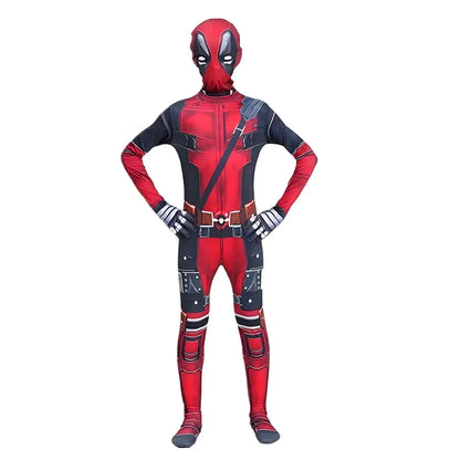 PU SwordHigh Quality Deadpool Child Costume Kid Halloween Cosplay Costume Deadpool Kids Suit Jumpsuit deadpool Child Costume