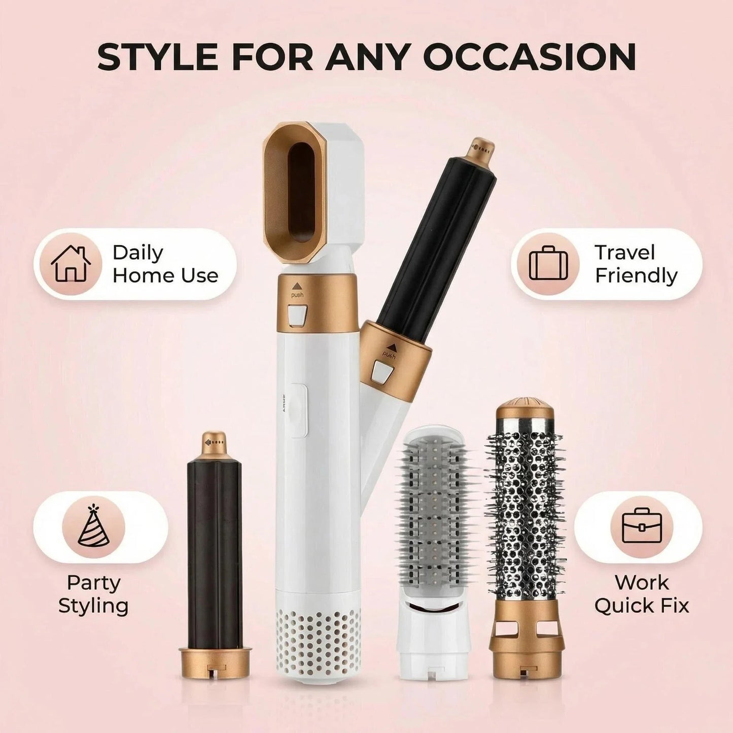 5-in-1 Hair Styling Kit Multi-Function Curling Iron Straightener Hot Air Brush Quick Styling Hair Care Beauty Tools