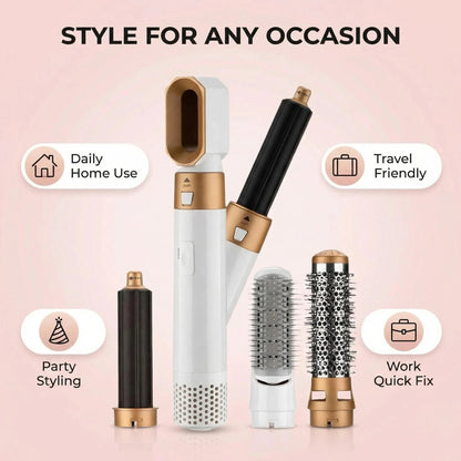 5-in-1 Hair Styling Kit Multi-Function Curling Iron Straightener Hot Air Brush Quick Styling Hair Care Beauty Tools