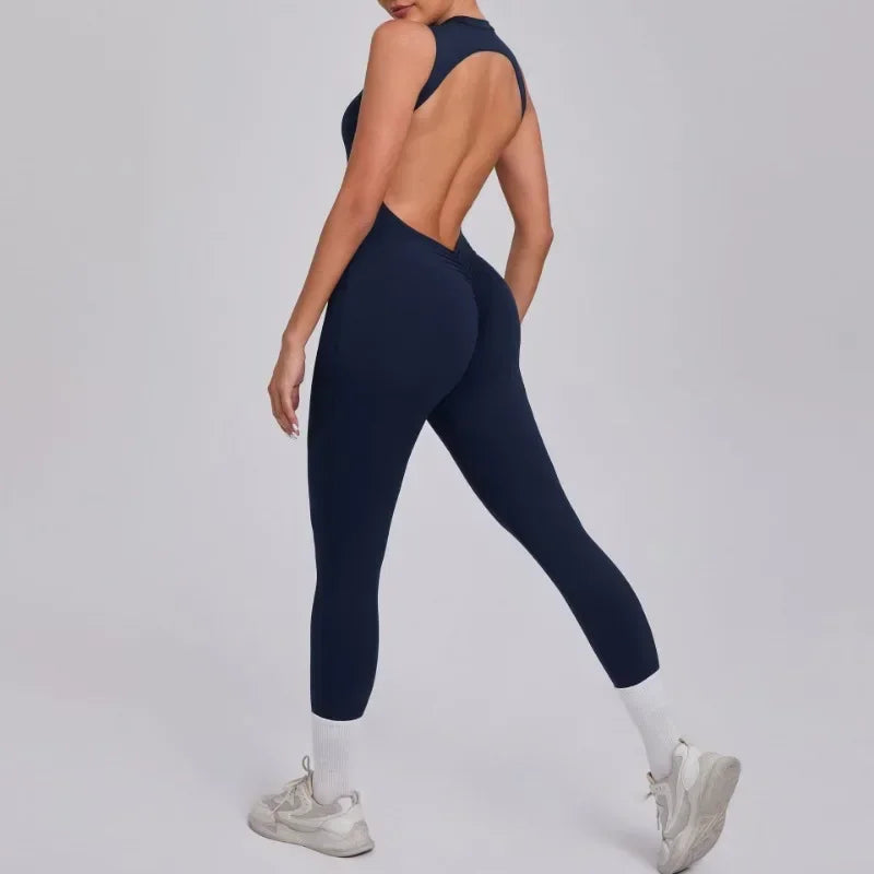 Women's High Elasticity Sports Jumpsuit Yoga Set Fitness Combination Lift Buttocks Bare Back Gym Sexy Romper for Active Women