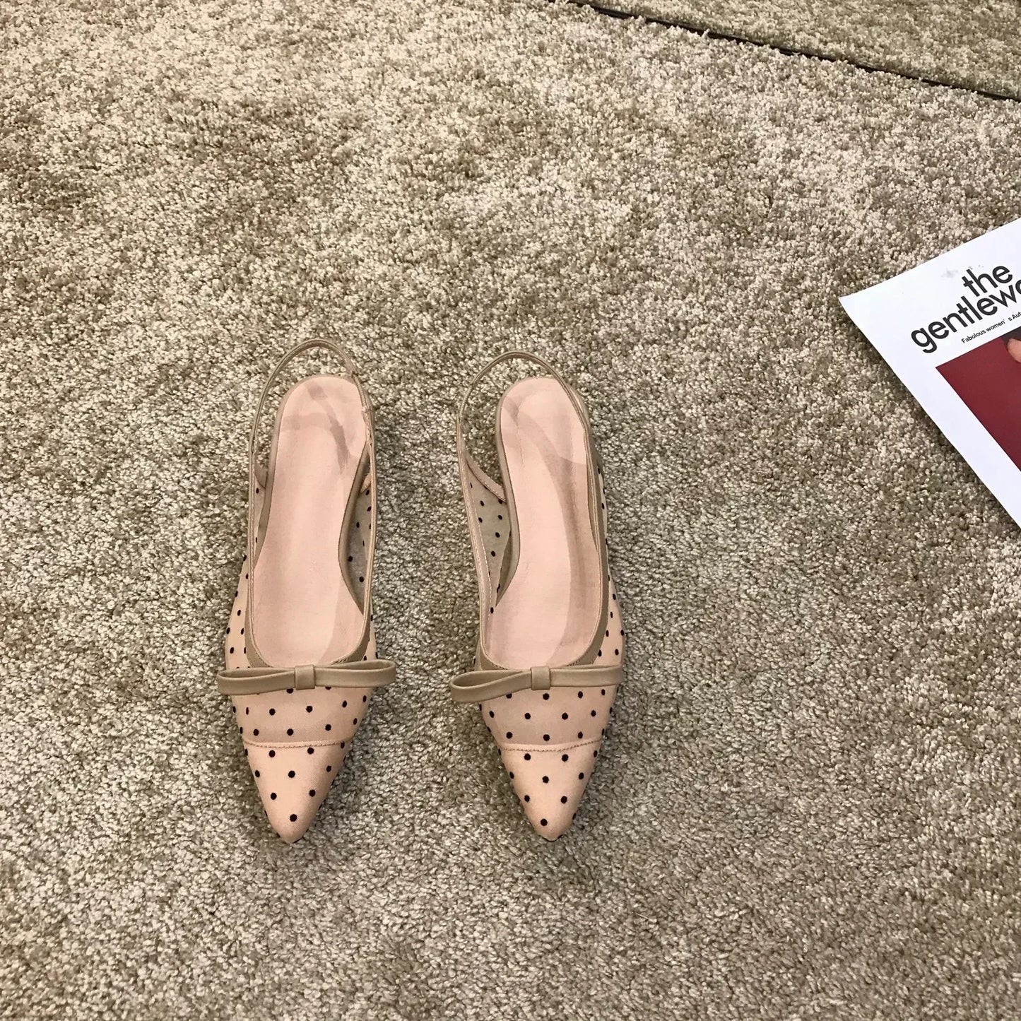 Sandals Women Flat Baotou  Mesh Breathable Bow-knot Sandalias Fashion Summer Low Heels Pointed Shoes Female