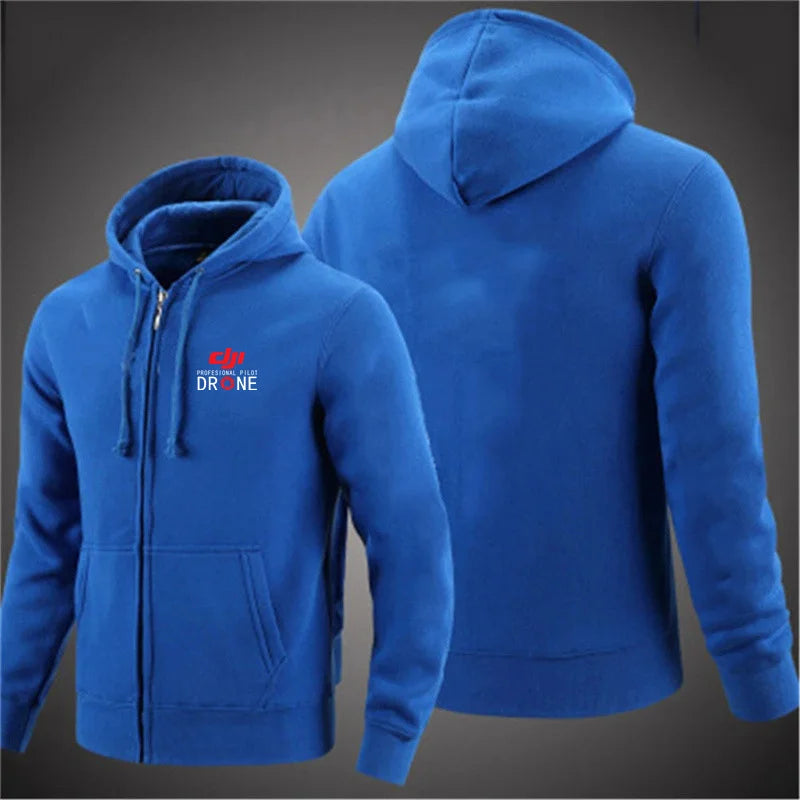 Professional Pilot Drone Autumn Hooded Sweatshirts Men's Hoodie Cardigan Solid Color Classic Jacket Clothing Tops