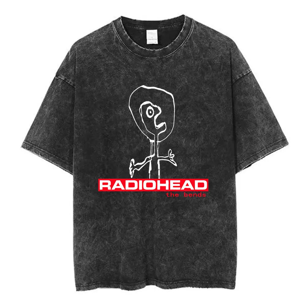 Rock Band Washed Cotton T Shirt Men Women Hip Hop Music Tee Fashion Short Sleeve Tshirt Summer Oversized T-shirts Tops