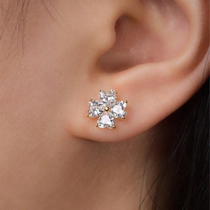 Heart Cut Flowers All Moissanite Stud Earrings for Women Marriage Solid Silver Jewelry Pass Test GRA Lab Diamond Earring