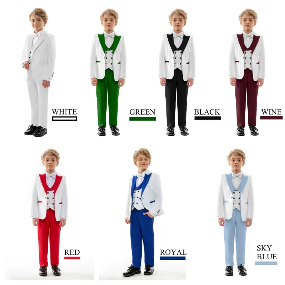 Paisley Classic 4-Piece Suits for Boys 3T-14 Smart Stylish Boy's Tuxedo Formal Outfit Kids Blazer Vest Pants Back to School