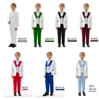 Paisley Classic 4-Piece Suits for Boys 3T-14 Smart Stylish Boy's Tuxedo Formal Outfit Kids Blazer Vest Pants Back to School