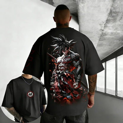 Anime Oversized Cotton T-shirt Summer Printed Unisex Street Hip Hop Loose Casual Short Sleeve Top