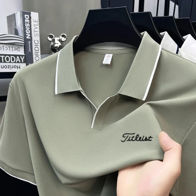 New Brand Men's Summer Short Sleeve Polo Shirt Lapel Exquisite Print Short Sleeve T-Shirt Fashion Casual Business Men's Clothing