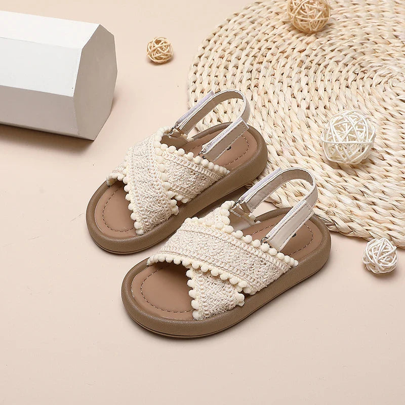Girl Summer Sandals Classic Fashion Ethnic Style Kids Beach Sandals Fashion Open-toe Versatile Children Non-slip Causal Shoes