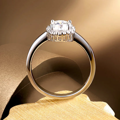 1ct D VVS1 Moissanite Rings for Women Engagement Wedding Lab Diamond with GRA S925 Silver Plated 18k White Gold Ring