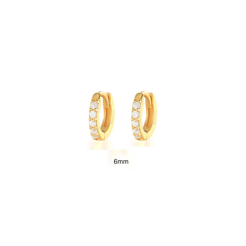 6/7/8/9 MM Cartilage Circle Earrings 925 Sterling Silver Bling CZ Huggie Hoop Earring for Women Piercing Buckle Wedding Jewelry