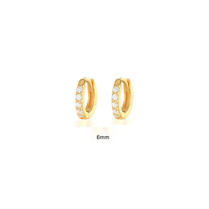 6/7/8/9 MM Cartilage Circle Earrings 925 Sterling Silver Bling CZ Huggie Hoop Earring for Women Piercing Buckle Wedding Jewelry