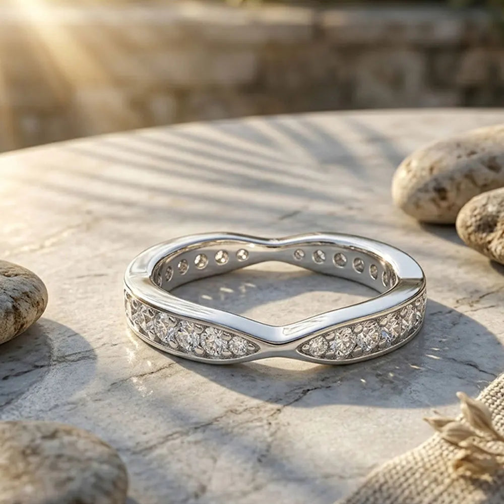 D VVS1 Moissanite Rings for Women Stacking Eternity Band Engagement Matching Ring s925 Sterling Silver Fine Jewelry