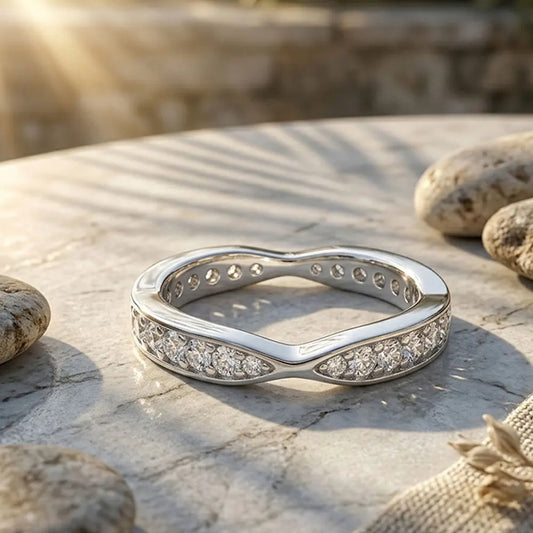 D VVS1 Moissanite Rings for Women Stacking Eternity Band Engagement Matching Ring s925 Sterling Silver Fine Jewelry