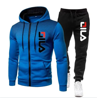 New autumn and winter men's long-sleeved pullover hoodie + pants 2-piece fashionable outdoor running men's sportswear set