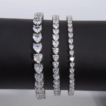 3/5/6.5mm Heart Cut Moissanite Tennis Bracelet with Certificates 925 Sterling Silver Sparkling Diamond Bracelets for Women