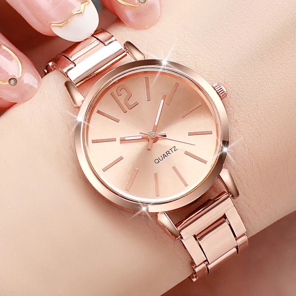 5/6PCS Fashion Women Watches Jewelry Set Luxury Analog Quartz Watch for Women Reloj Mujer Girls Clock Gift（Without Box）