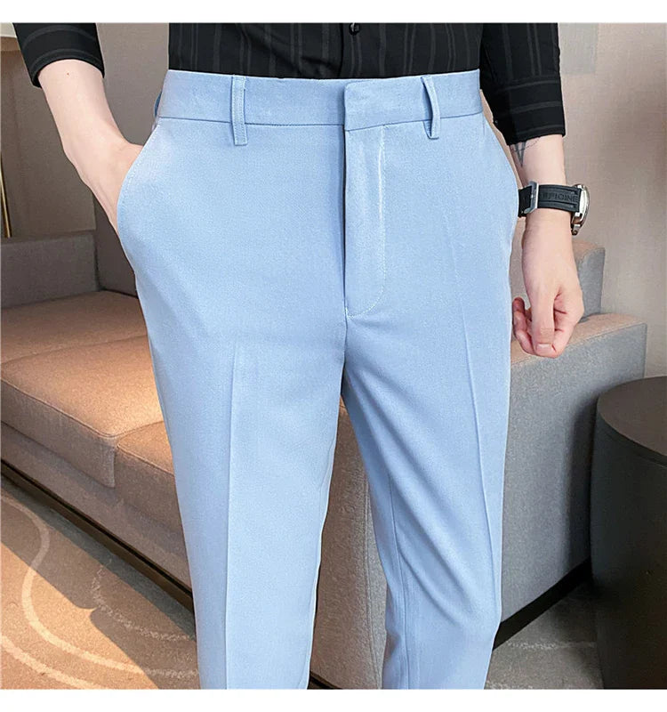 Men Solid Boutique Suits Pants Male Formal Wear Wedding Dress Trousers Quality Men British Style Business Casual Suit Pants 36