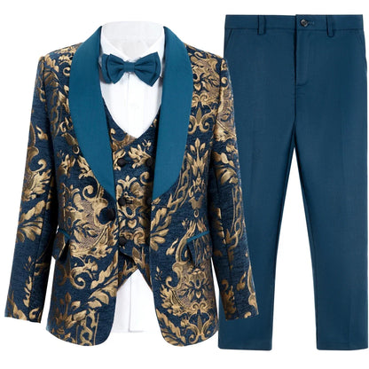 Multi-colors Boys Formal Suit Set 4 Pieces 3-14T Fast Delivery Kids Slim Fit Suits Wedding Ring Bearer Outfit Handsome Tuxedo