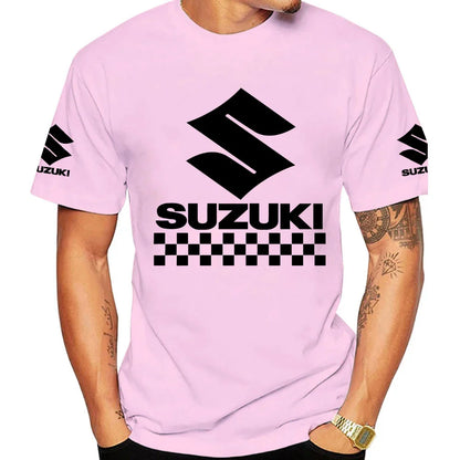 2026 Summer New Racing Motorcycle 100% Cotton Trendy Men T-shirt Daily Outdoor Sports Casual Loose Street Short-sleeve