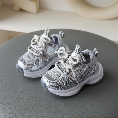 Girls' Sports Shoes 2025 New Style Soft Sole Children's Casual Shoes Fashionable Breathable Stripe Dad Shoes for Kids Boy
