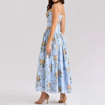 Summer Clothes for Women Midi Elegant Dress 2025 New Arrivals White Floral Print Holiday Dress