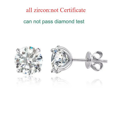 Each 0.2-2CT Certified Moissanite Stud Earrings for Women 4 Claw Sparkling Wedding Party Jewelry Sterling Silver S925