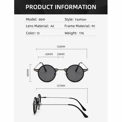 Retro Steampunk Round Sunglasses – UV400 Metal Frame | Men & Women
