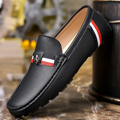 White Loafers Mens Black Leather Loafers for Man Casual Slip on Moccasins Men Comfy Moccasin Driving Shoes for Men