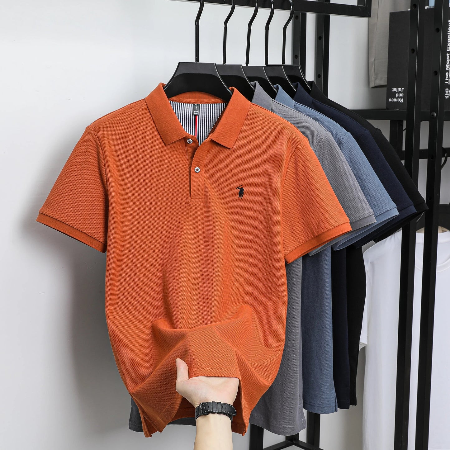 100% pure cotton men's short sleeved summer new golf lapel polo shirt, high-quality designer customized embroidered T-shirt