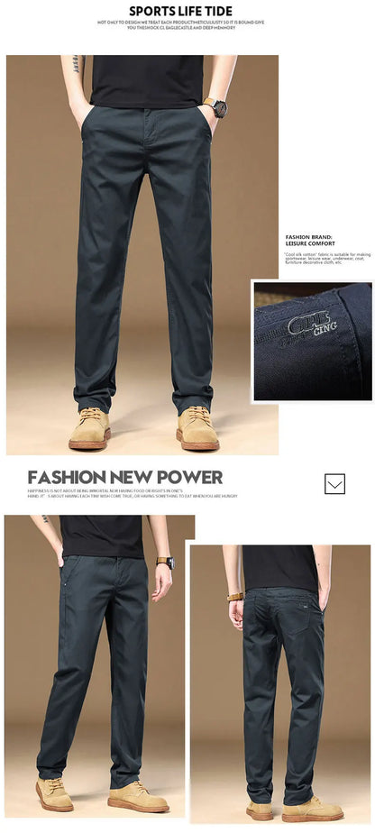 3 Colors Men's Fleece Casual Pants 97% Cotton Warm Velvet Elasticity Business Trousers Straight Fashion Korean Thicken Pants
