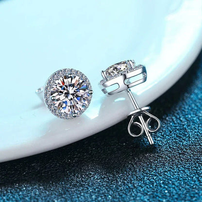 Moissanite Stud Earrings for Women 925 Sterling Silver Green Blue Pink Red Black Blue Sparkling Moissanite Studs Earring
