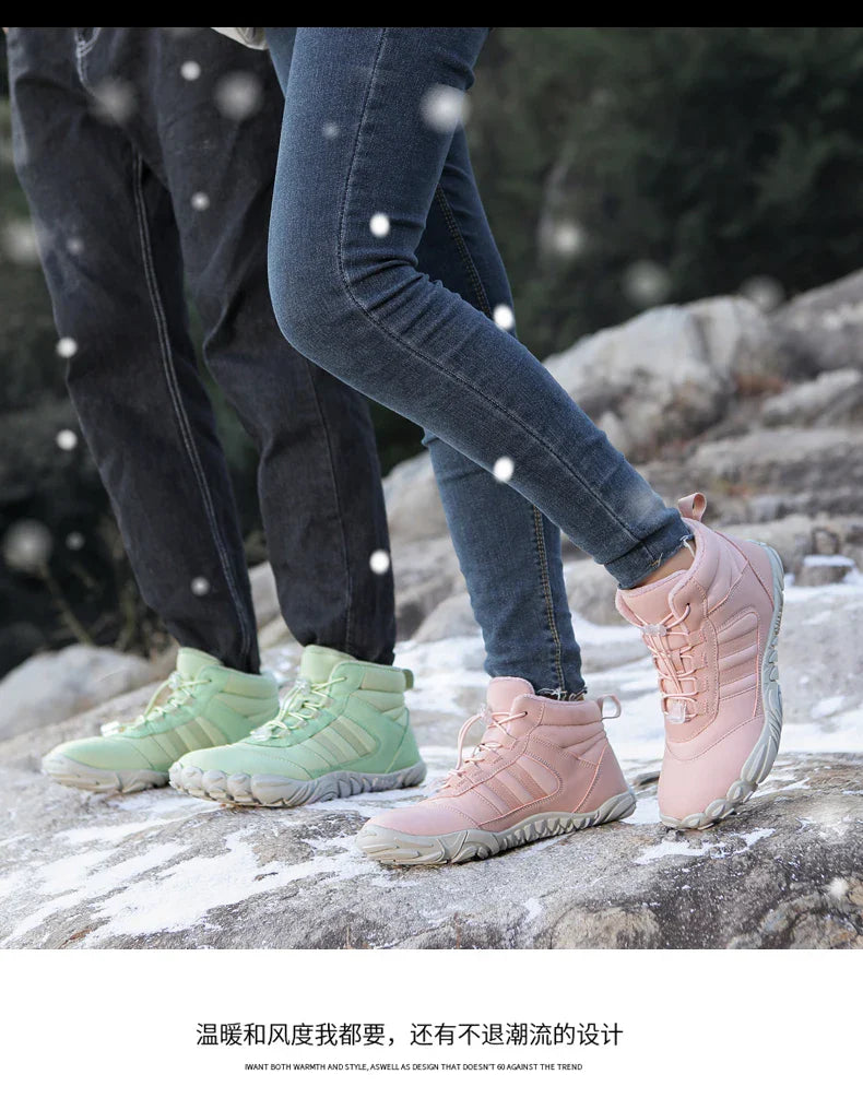 Womens Mens Waterproof Winter Barefoot Shoes Snow Boots Cotton Warm Fur Lined Unisex Walking Hiking Outdoor Shoes