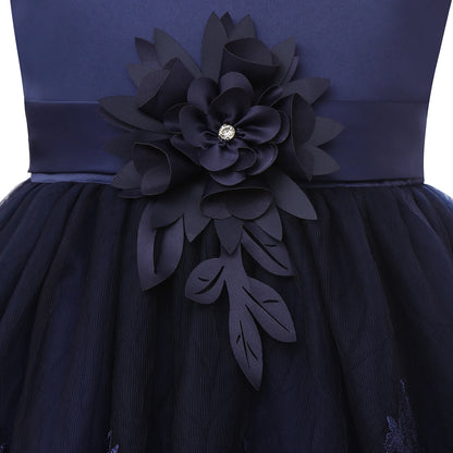 Europe and the United States cross-border new sleeveless undershirt embroidered princess dress girls flowers mesh dress flower