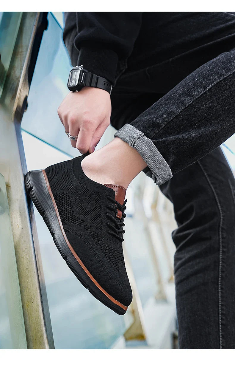 Large Size Comfortable Men's Shoes Light Fashion Casual Sports Shoes Breathable Flying Mesh Top Loafers