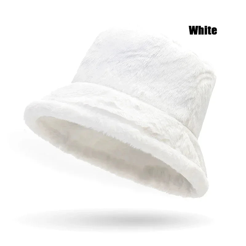 New Fall and Winter Thickened Warm Womens Plush Bucket Hat Leopard Hat