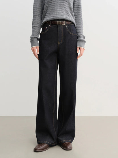 Women's Straight Leg Jeans - High Waist Stretch Denim Pants
