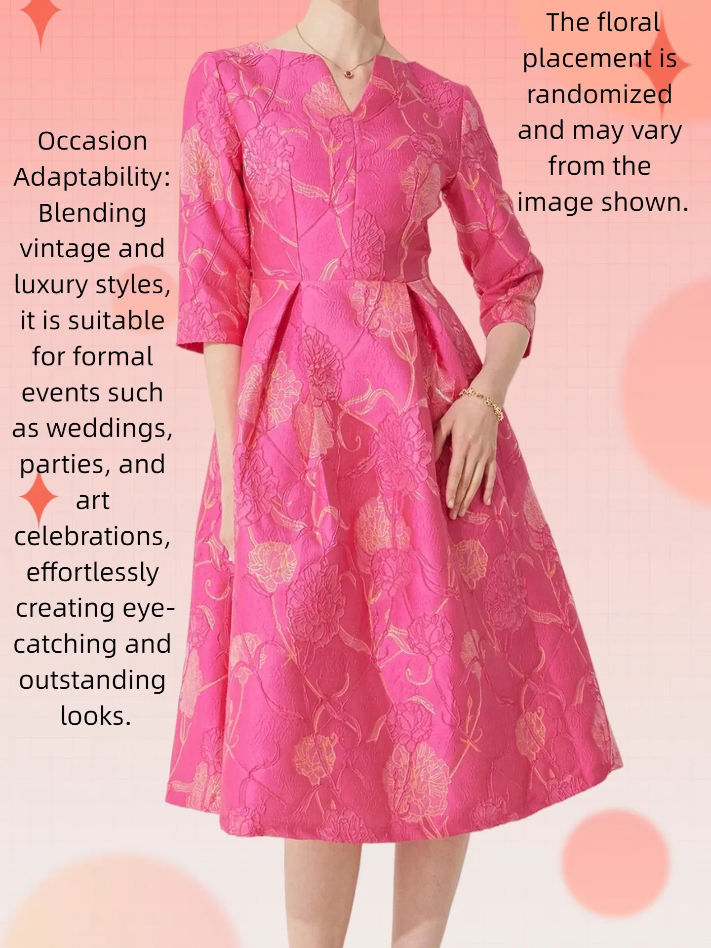 Luxury Dress Women Fashion Elegant Jacquard Dress Party Floral Women Clothing Evening Vintage Dress Formal Vestidos